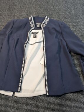 Perceptions Navy Embroidered Trim Women's Jacket